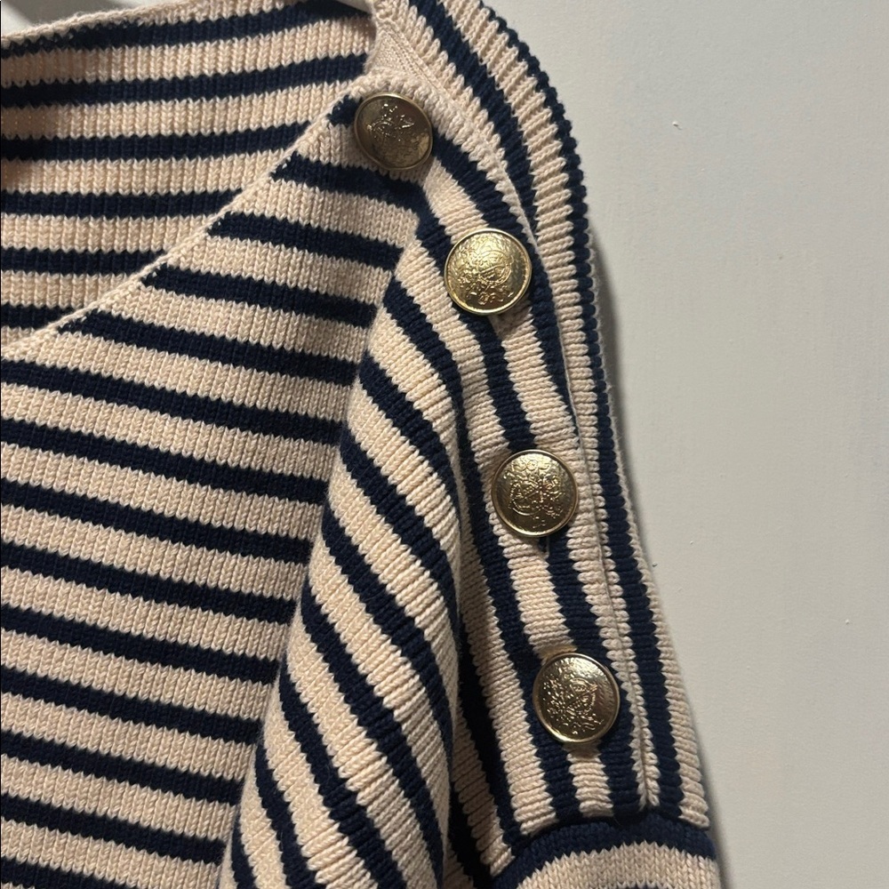 SEZANE daisy stripe jumper crewneck sweater - Picture 4 of 7